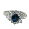 Platinum Ring with Sapphire & Diamonds 5.8 Grams Size 8