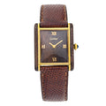 Cartier Tank Vintage Men's Mechanical Watch Brown Wood Dial Gold Plated 23x29mm