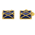 Cartier Cufflinks Lapis Lazuli Stone 18k Yellow Gold Rope Design 6.1grams