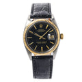 Rolex Datejust 1601 RARE Gilt Black Dial 18k Yellow Steel Auto Men's Watch 36mm