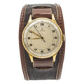 Omega Railroad Vintage 18k Yellow Gold Leather Strap Manual Watch 35mm