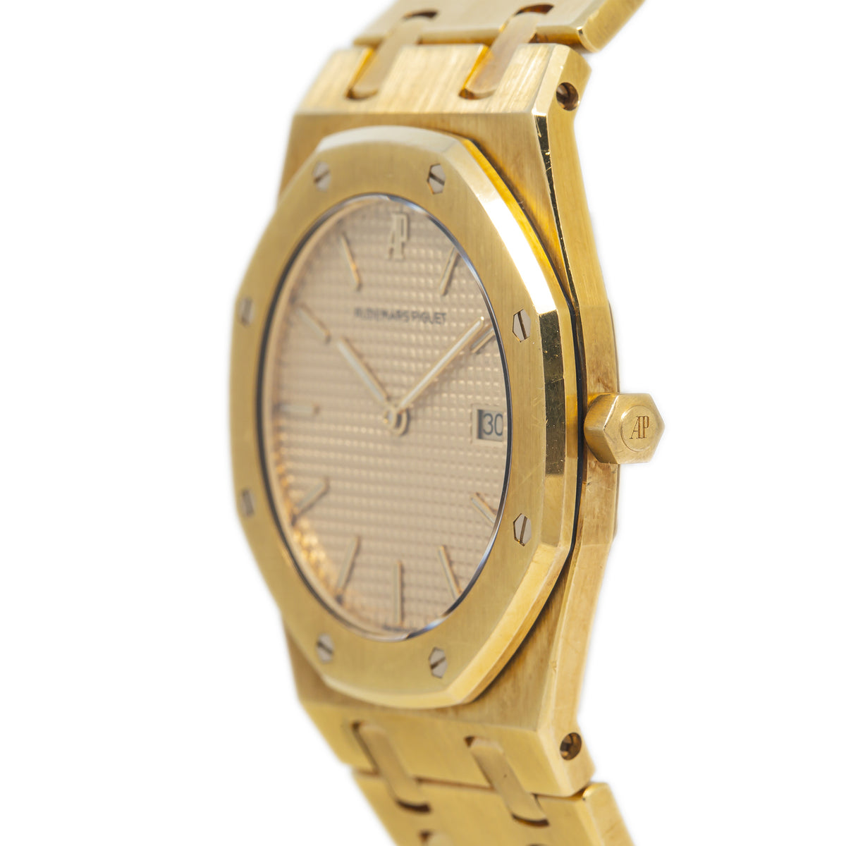 Audemars Piguet Royal Oak 56175BA Unpolished 18k YellowGold Champagne Watch 33mm