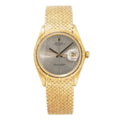 Rolex Zephyr Date 1510 18k Yellow Gold Rare Bracelet Grey Dial Auto Watch 34mm
