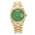 Rolex Day-Date 18038 18k Yellow Gold President Green Stella Dial Auto Watch 36mm