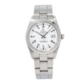 Rolex Oyster Perpetual Date 15000 Steel Roman White Dial Watch 34mm 1993 Papers