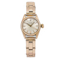 Rolex Oyster Perpetual RARE 5002 18k Rose Gold Silver Dial Ladies 24mm Watch