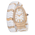 Bvlgari Serpenti Tobugas SPP35G White Ceramic 18k Rose Factory DiamondWatch 35mm