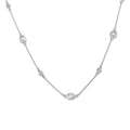 14k White Gold 1.20 Ct White Sapphire .040 Ct G VS1 Diamond By The Yard Necklace