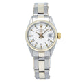 Rolex Date 6516 Vintage Oyster Two Tone Automatic White Dial Ladies Watch 25mm