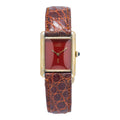 Cartier Tank Vermeil Vintage W/P 925 Gold Plated Red Dial Manual Watch 23x31mm