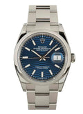 Rolex Datejust 126200 NEW Complete 2024 Steel Oyster Blue Motif Dial 36mm