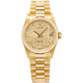 Rolex Datejust 68278 18K YG President Factory Diamond Dial Midsize Ladies 31mm