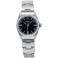 Rolex Oyster Perpetual 6548 Stainless Black Gilt Dial Auto Midsize Watch 30mm