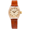 Rolex Oyster Perpetual 6504 RARE 18k Rose Gold Cream Dial Auto Ladies Watch 24mm