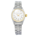Rolex Oyster Perpetual 6719 SS 18k YG Fluted Bezel White Dial Auto Ladies Watch