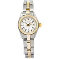 Rolex Oyster Perpetual 6718 Two Tone 18K Yellow Gold White Dial Auto Ladies 24mm