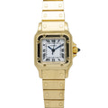 Cartier Santos Galbee Carre 18K Yellow Gold White Dial Auto Ladies Watch 24mm