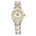 Rolex Oyster Perpetual 6723 18K Two Tone YG Silver Dial Auto Ladies Watch 25mm