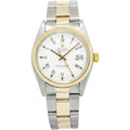 Rolex Date 1500 Oyster 18K YG Two Tone White Dial Automatic Unisex Watch 34mm