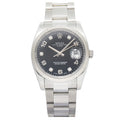 Rolex Date 115234 SS Oyster 18K White Gold Bezel Black Diamond Dial Unisex 34mm