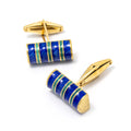 Lucien Piccard Cufflink 14K Yellow Gold Enamel Green and Lapis Lazuli 17.6Grams