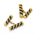 TIFFANY & CO. Schlumberger 18K YG Cufflinks with Black Enamel Two-Sided 17.6g