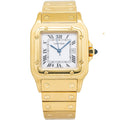 Cartier Santos Carre 2960 W25014B9 Vintage Auto 18K Gold White Dial Watch 29mm
