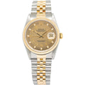 Rolex Datejust 16233 18K YG Factory Champagne Houndstooth Diamond Dial Auto 36mm