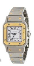 Cartier Santos Galbee Carre 1170902 18K Two Tone White Dial Ladies 24mm