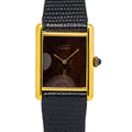 Cartier Tank Vintage 925 Gold Plated Manual Winding Wood Dial watch 23x31mm