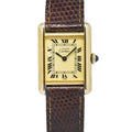 Cartier Must De Tank Vintage 925 Gold Plated Cream Dial Ladies Watch 21X28mm