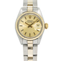 Rolex Date 6917 w/ 1979 Paper 18K YG Two Tone Oyster Gold Dial Auto Ladies Watch
