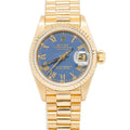 Rolex Datejust 6917 1980 Paper 18k YG President Blue Dial Ladies Watch 26mm