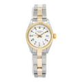 Rolex Date 6916 18K Two Tone Yellow Gold Fluted White Dial Auo Lady's Watch 26mm
