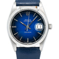 Rolex Oyster Date 6694 Stainless Blue Vignette Dial Manual Winding Watch 34mm