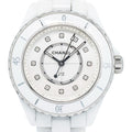 Chanel J12 H5703 Quartz White Ceramic Factory Diamond Dial Ladies Watch 33mm