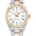 Rolex Oyster Perpetual Date 1501 Two Tone Automatic White Dial Unisex Watch 34mm