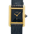 Cartier Must De Paris 925 Manual 18k Yellow Gold Black Dial Women's Watch 21mm