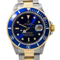 Rolex Submariner 16613 Two Tone 18k Automatic Purple Patina Men's Watch 40mm