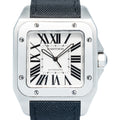 Cartier Santos 100 W20073X8 StainlessSteel Auto Silver Dial Men's Watch 41mm