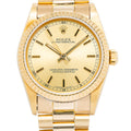 Rolex Oyster Perpetual 67518 Auto Yellow Gold Champagne Dial Midsize watch 31mm