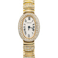 Cartier Baignoire 1960 Quartz 18k YG Diamond Bezel White Dial Women's Watch 18mm