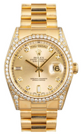 Rolex Day-Date 118388 Auto 18k YG Factory Diamond Crown Collection Men's 36mm