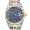 Rolex datejust 16013 18k Two Tone Jubilee Blue Buckley Dial Men's Watch 36mm
