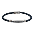 John Hardy Blue Diamond Classic Chain Black Leather Bracelet Sterling Silver