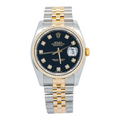 Rolex Datejust 116233 18K YG Two Tone Oyster Roman Black Dial Men's Watch 36mm