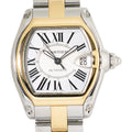 Cartier Roadster 2510 W62031Y4 18k YG Two Tone Silver Dial Auto Men's Watch 37mm