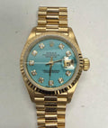 Rolex DateJust 79178 Automatic 18k YG Turquoise Stone Dial Women's Watch 26mm