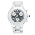 Cartier 21 Chronoscaph 2424 W10172T2 Quartz SS Black Dial Men's Watch 38mm