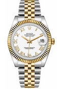 Rolex Datejust 116233 Automatic Yellow Gold Two Tone White Dial Men's Watch 36mm